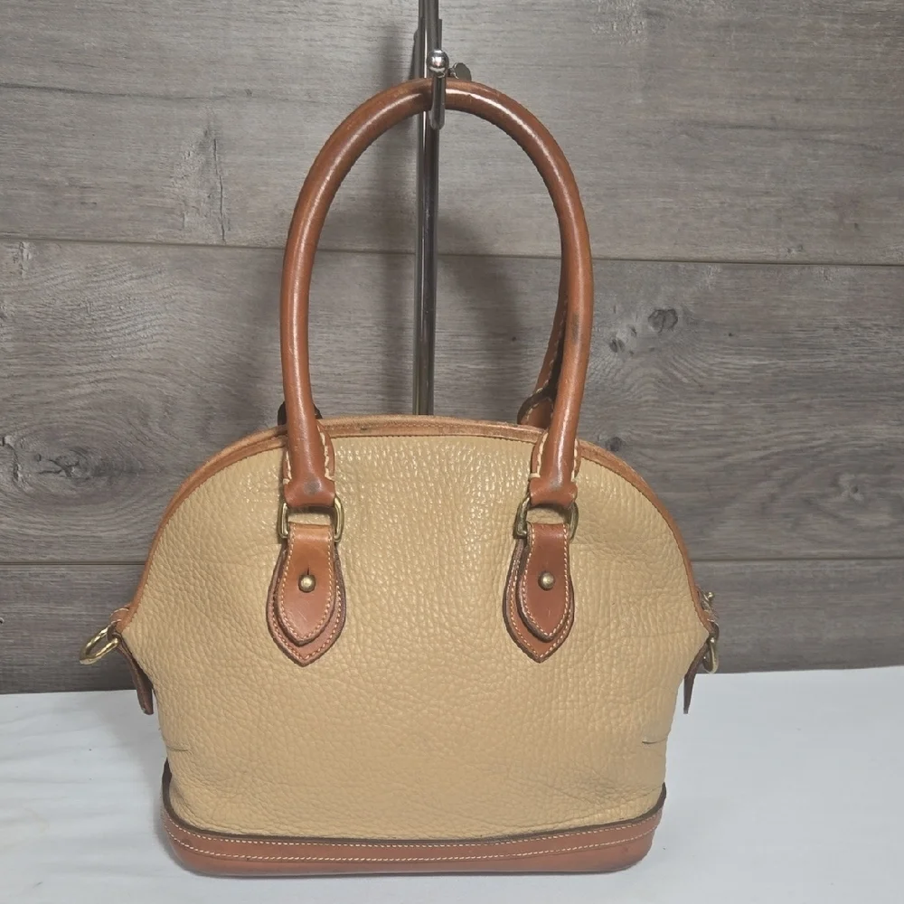 Vintage Dooney & Bourke Tan and Brown Pebble Leather Handbag